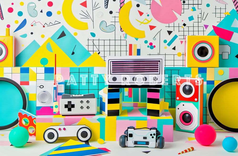 Kate 80s Party Abstract Wall Backdrop Designed by Patty Robert - Kate Backdrop AU