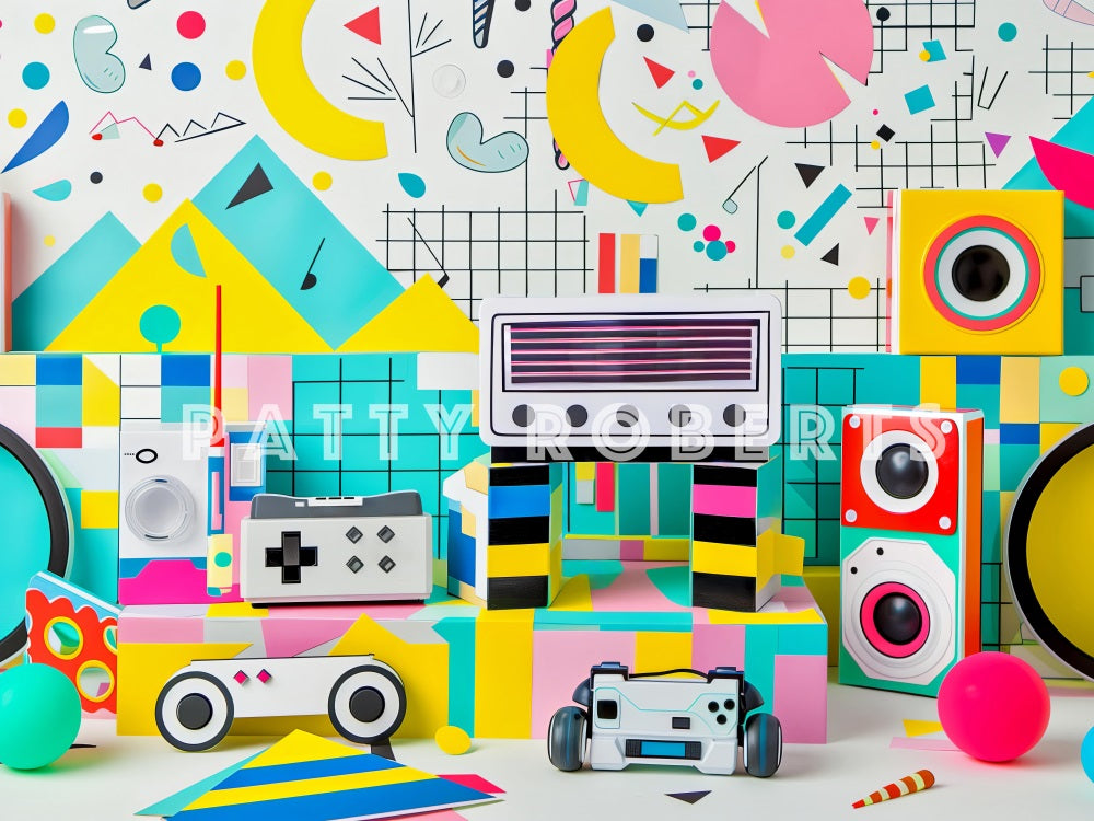 Kate 80s Party Abstract Wall Backdrop Designed by Patty Robert - Kate Backdrop AU