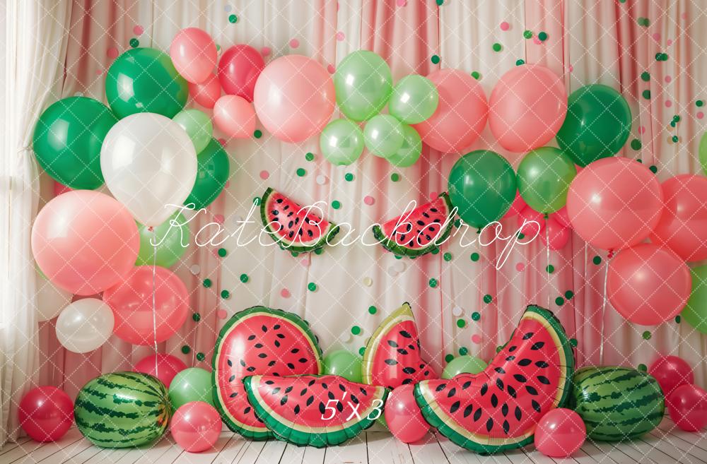 Kate Summer Backdrop Watermelon Balloon Cake Smash Designed by Emetselch - Kate Backdrop AU