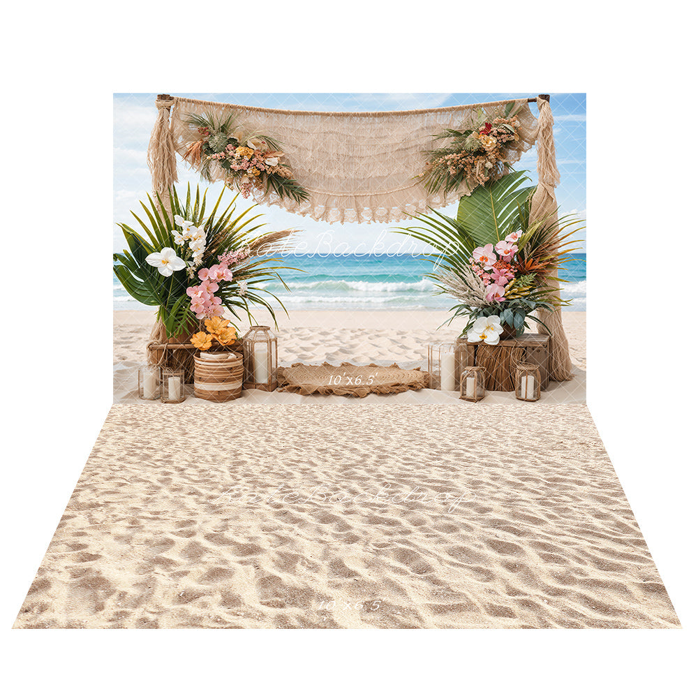 Kate Boho Beach Party Backdrop+Sand Floor Backdrop
