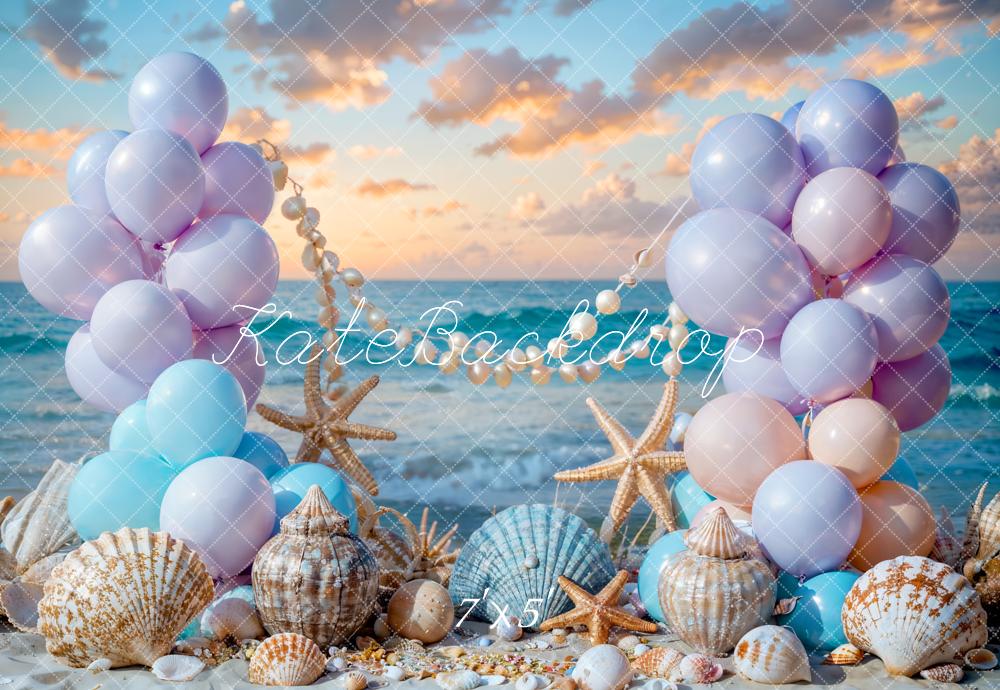 Kate Summer Sea Beach Balloon Mermaid Backdrop Designed by Chain Photography - Kate Backdrop AU
