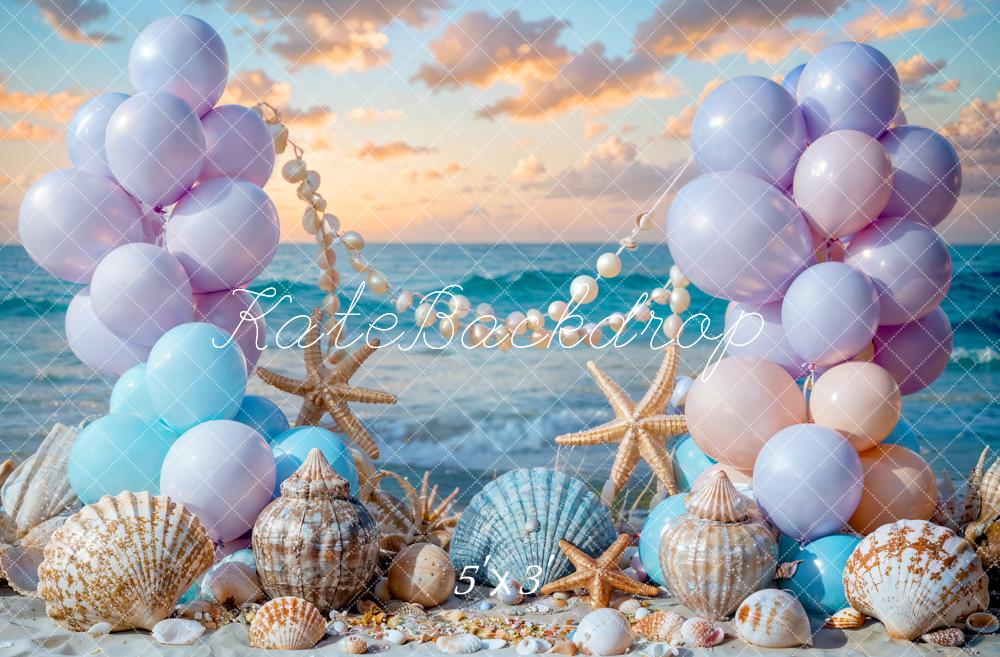 Kate Summer Sea Beach Balloon Mermaid Backdrop Designed by Chain Photography - Kate Backdrop AU