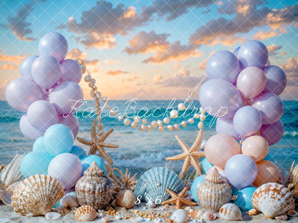 Kate Summer Sea Beach Balloon Mermaid Backdrop Designed by Chain Photography - Kate Backdrop AU