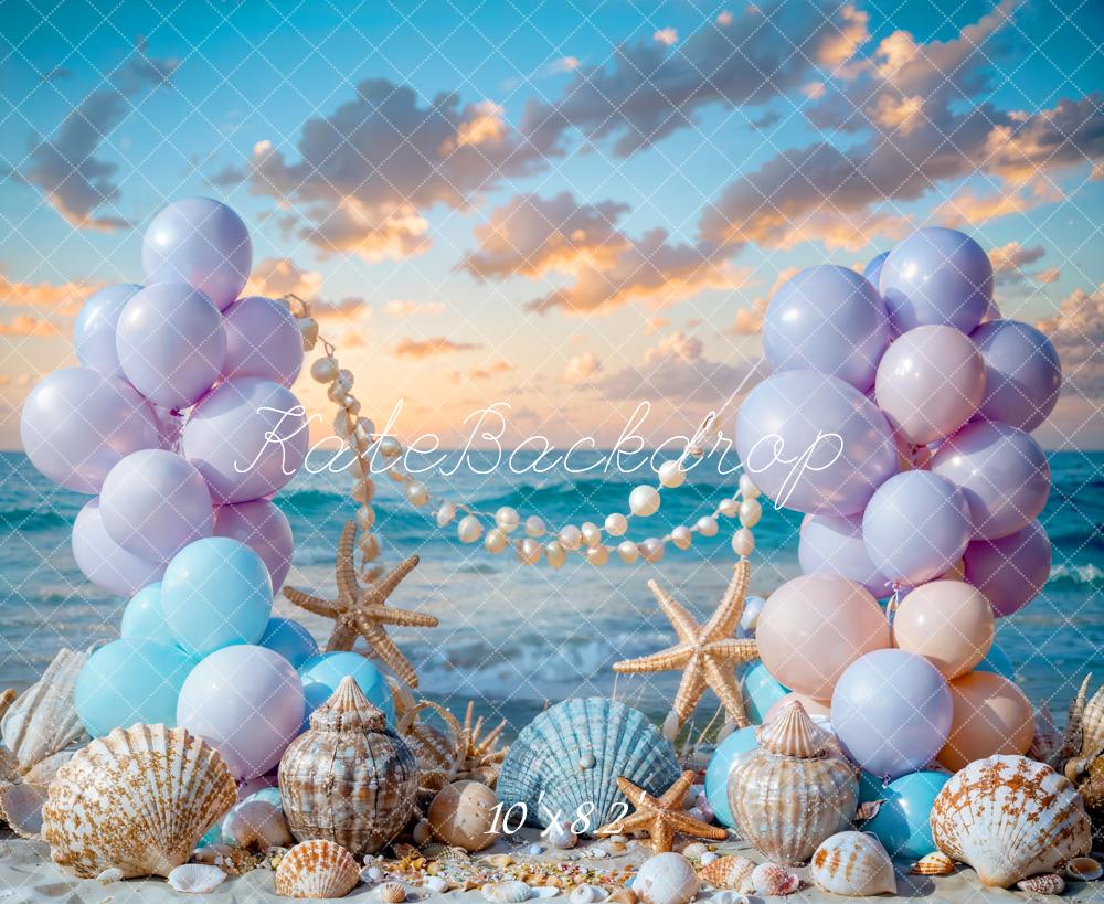 Kate Summer Sea Beach Balloon Mermaid Backdrop Designed by Chain Photography - Kate Backdrop AU