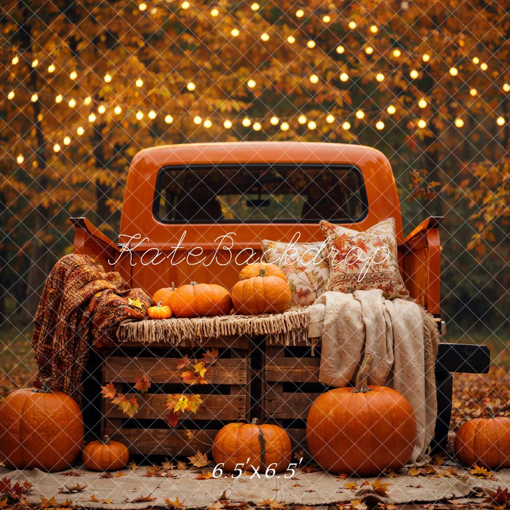 Kate Autumn Backdrop Forest Maple Leaf Pumpkin Truck Designed by Emetselch - Kate Backdrop AU