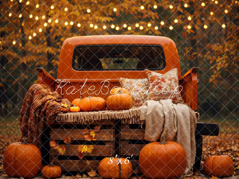 Kate Autumn Backdrop Forest Maple Leaf Pumpkin Truck Designed by Emetselch - Kate Backdrop AU