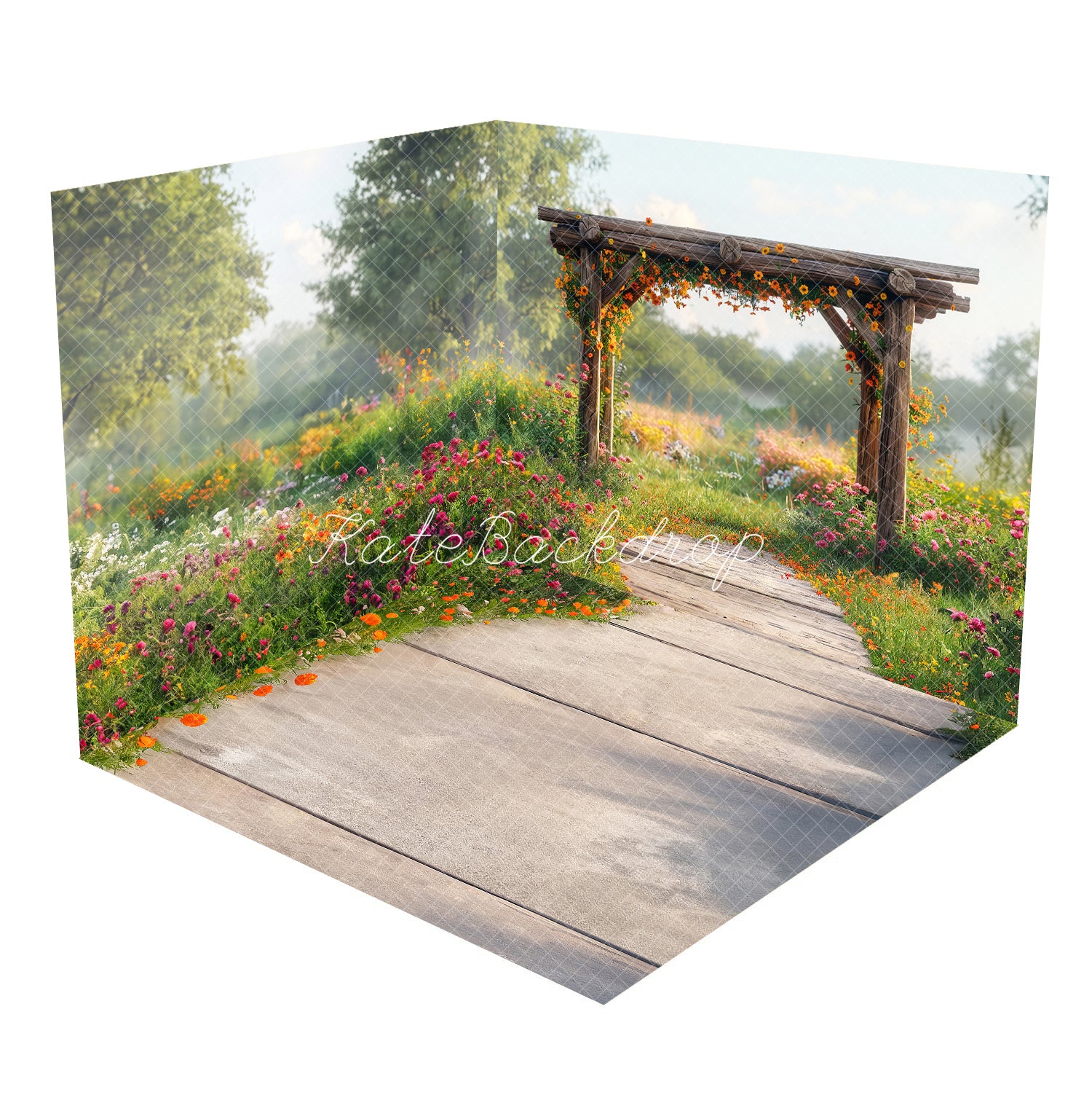Kate Summer Outdoor Forest Colorful Flower Garden Room Set(8ftx8ft&10ftx8ft&8ftx10ft) - Kate Backdrop AU
