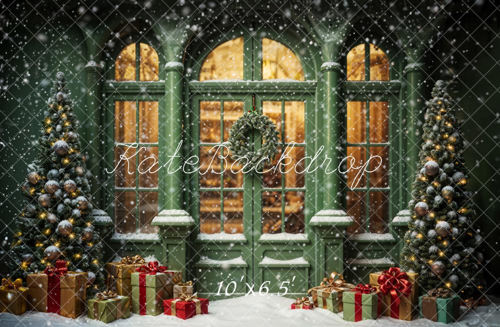 Kate Snow Green Christmas Shop Backdrop Designed by Emetselch