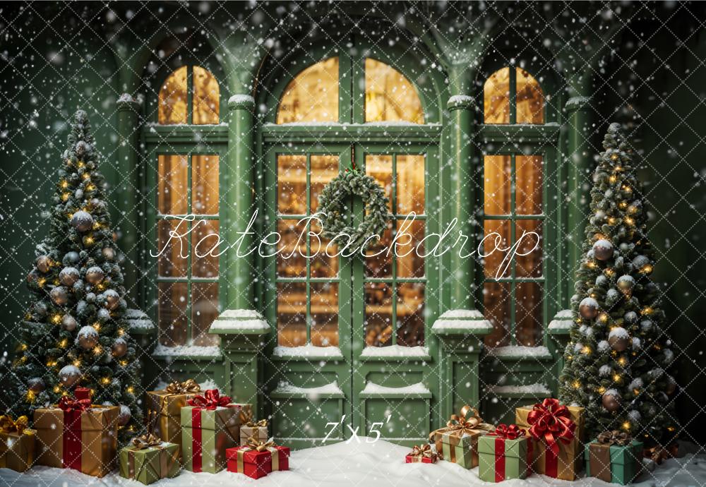 Kate Snow Green Christmas Shop Backdrop Designed by Emetselch