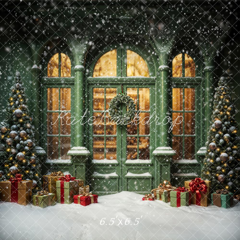 Kate Snow Green Christmas Shop Backdrop Designed by Emetselch - Kate Backdrop AU