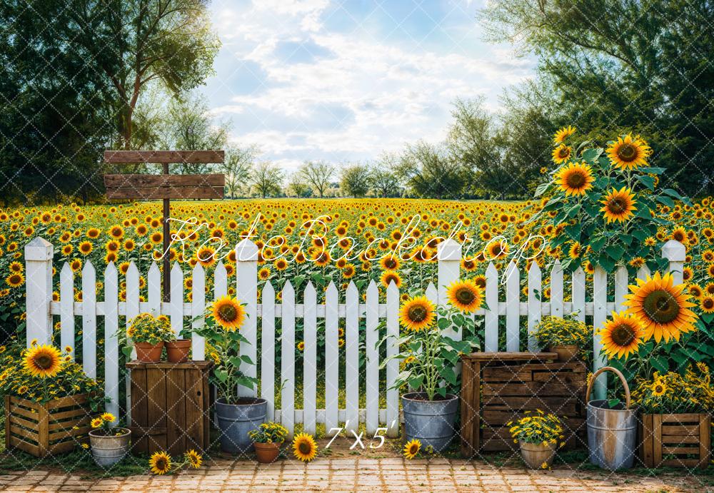 Kate Fence Sunflowers Backdrop Designed by Emetselch