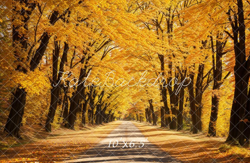 Kate Yellow Autumn Deciduous Forest Backdrop Designed by Emetselch