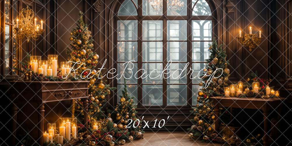 Kate Candlelight Christmas Tree Backdrop Arch Window Designed by Emetselch - Kate Backdrop AU