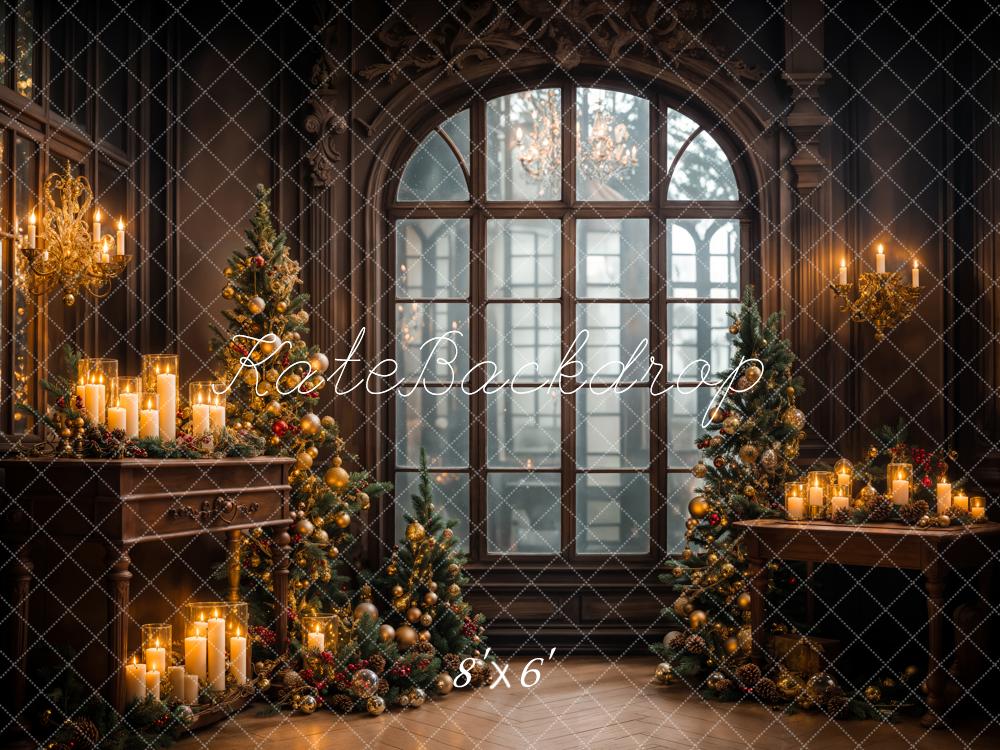 Kate Candlelight Christmas Tree Backdrop Arch Window Designed by Emetselch - Kate Backdrop AU