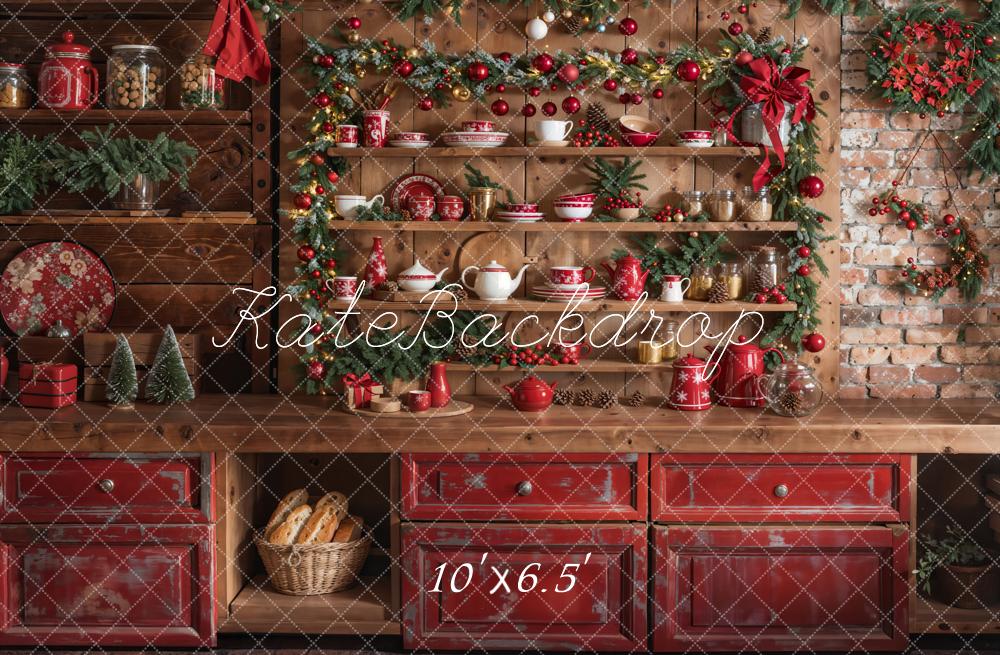 Kate Red Christmas Cupboard Backdrop Designed by Emetselch