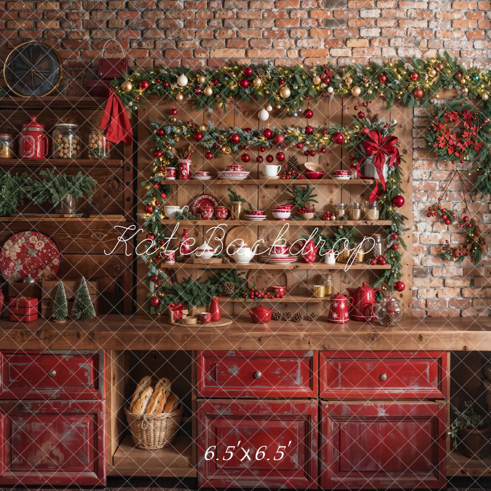 Kate Red Christmas Cupboard Backdrop Designed by Emetselch - Kate Backdrop AU
