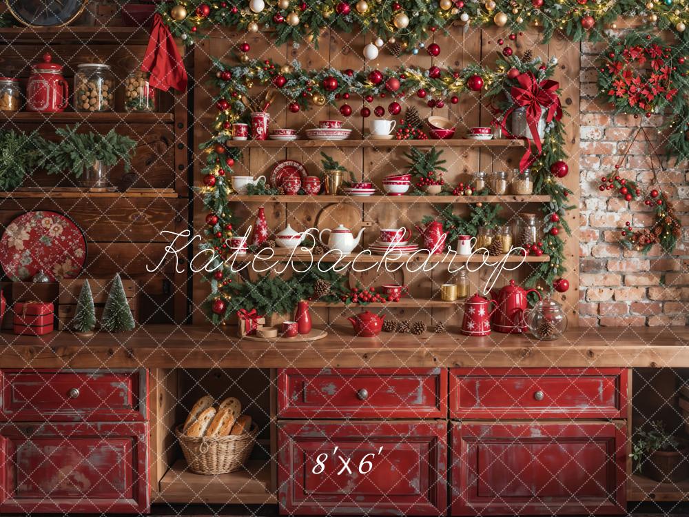 Kate Red Christmas Cupboard Backdrop Designed by Emetselch - Kate Backdrop AU