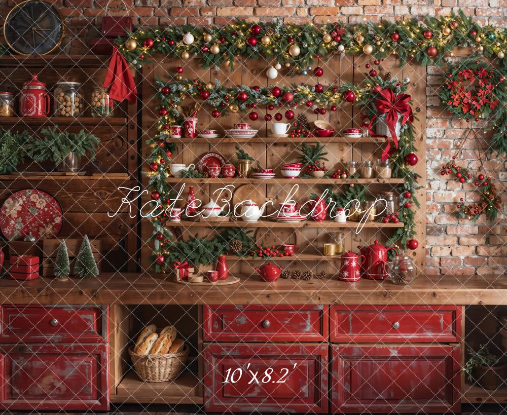 Kate Red Christmas Cupboard Backdrop Designed by Emetselch - Kate Backdrop AU