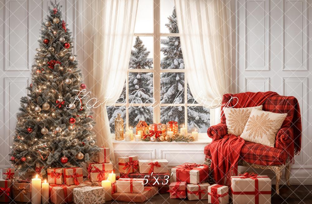 Kate Winter Christmas Backdrop White Wall Window Designed by Emetselch