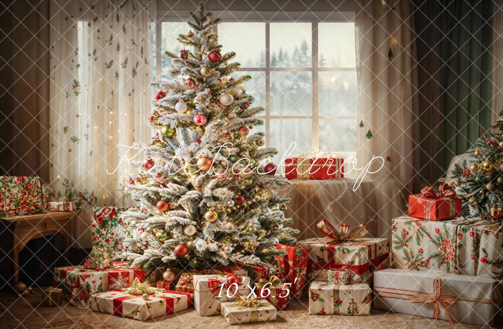 Kate Indoor Christmas Tree White Curtain Backdrop Designed by Emetselch - Kate Backdrop AU