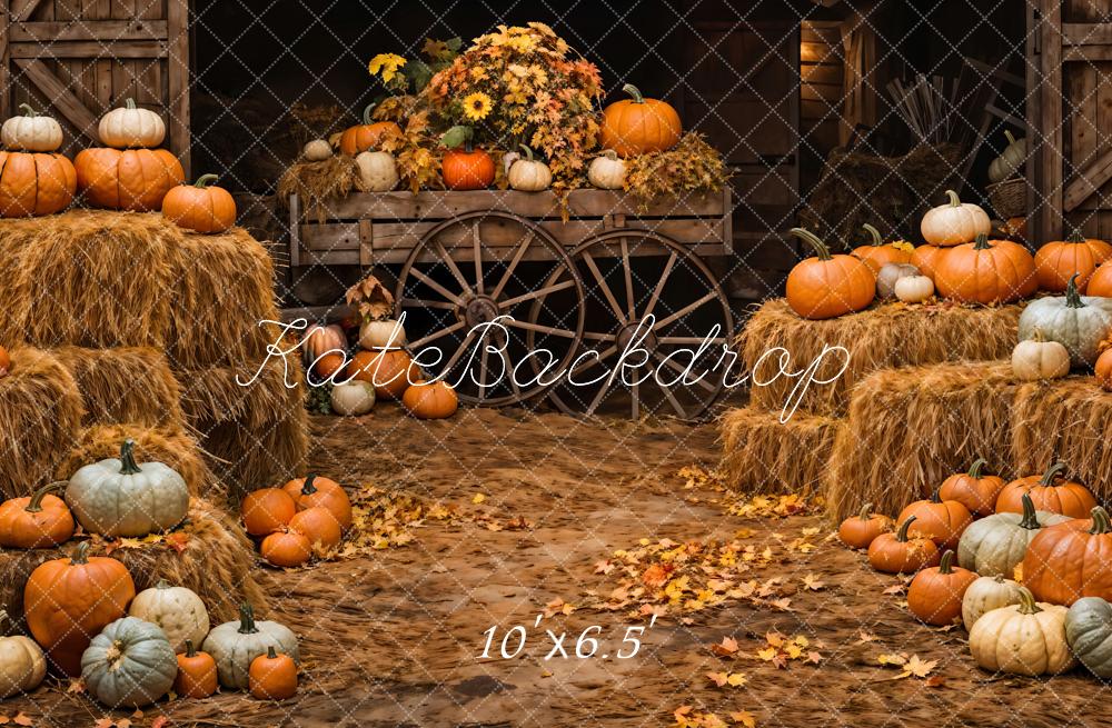Kate Autumn Backdrop Pumpkin Haystack Designed by Chain Photography - Kate Backdrop AU