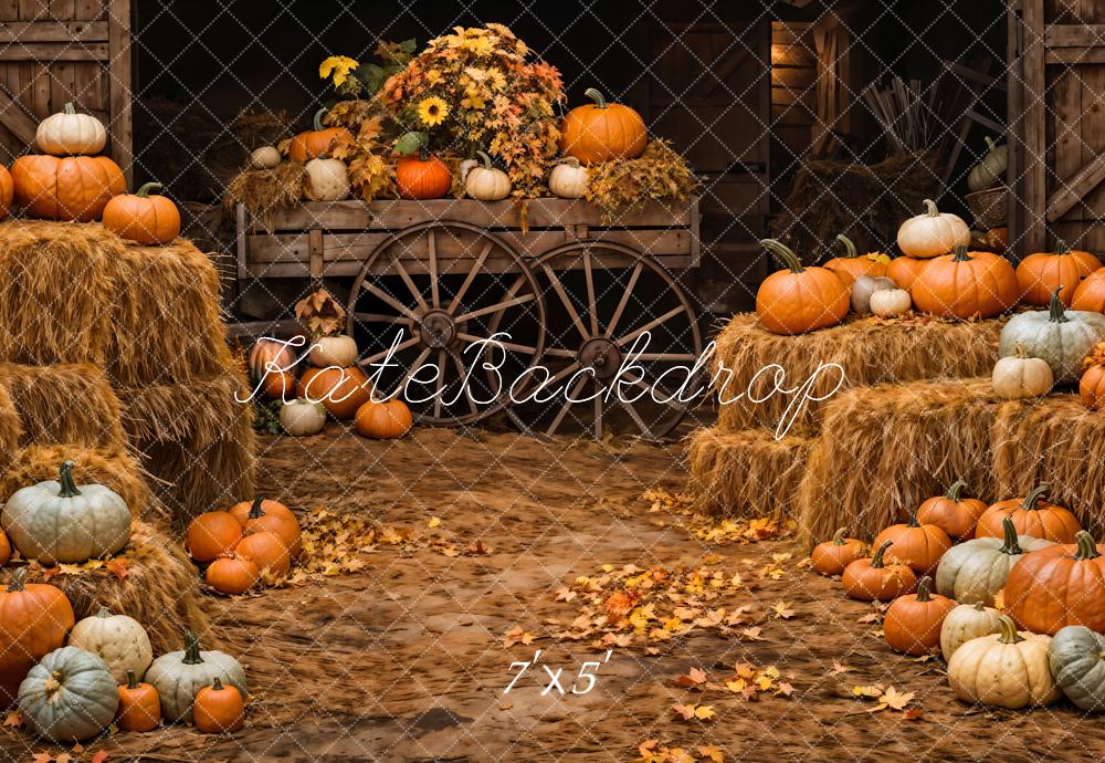 Kate Autumn Backdrop Pumpkin Haystack Designed by Chain Photography - Kate Backdrop AU