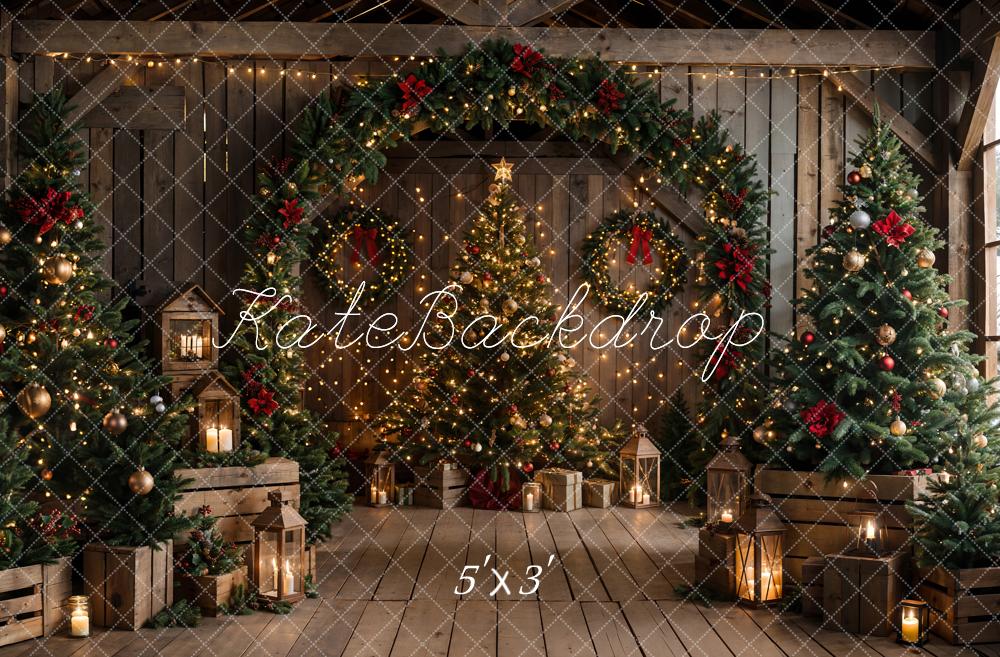 Kate Christmas Backdrop Wooden Arched Barn Door Designed by Chain Photography - Kate Backdrop AU