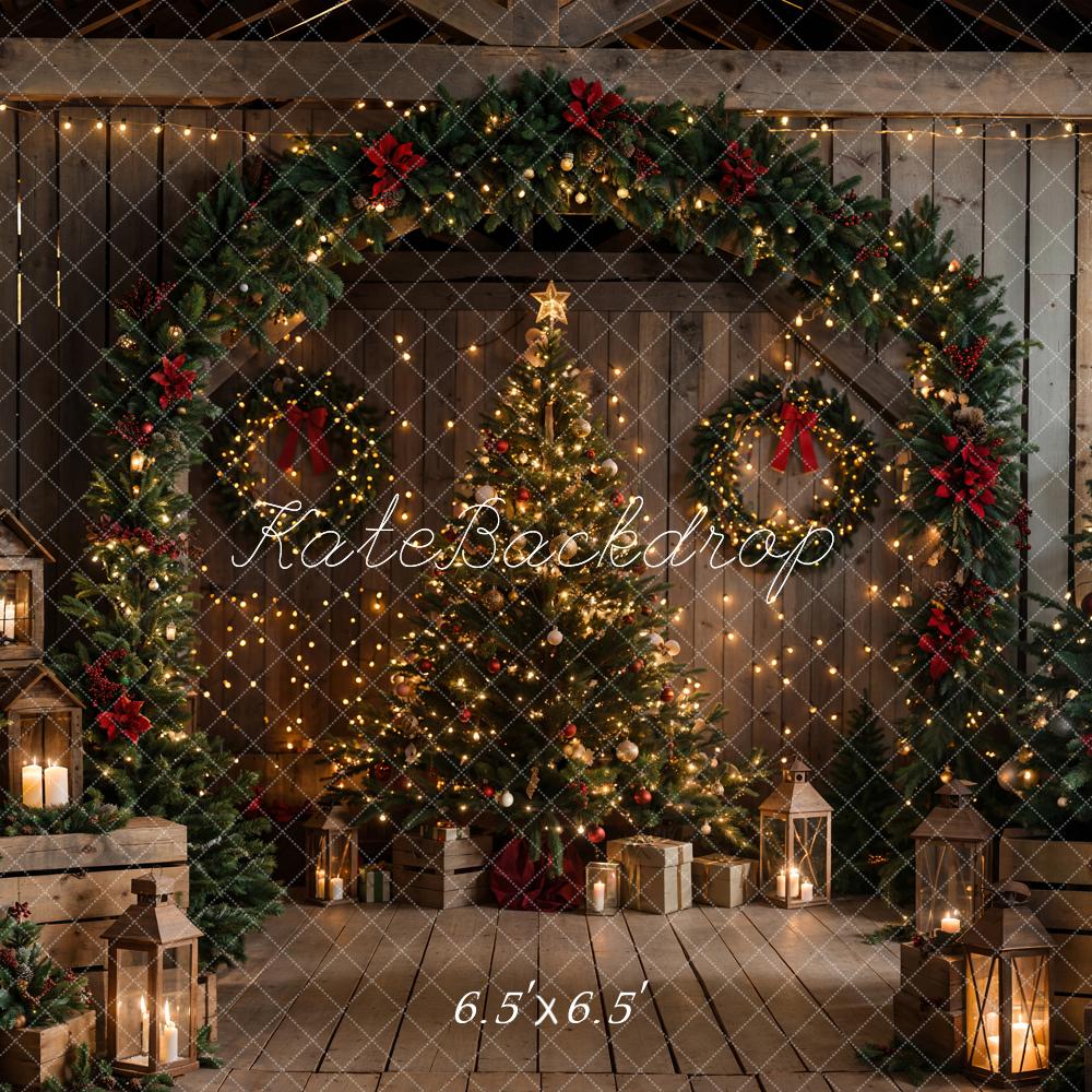 Kate Christmas Backdrop Wooden Arched Barn Door Designed by Chain Photography - Kate Backdrop AU