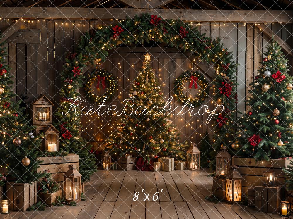 Kate Christmas Backdrop Wooden Arched Barn Door Designed by Chain Photography - Kate Backdrop AU