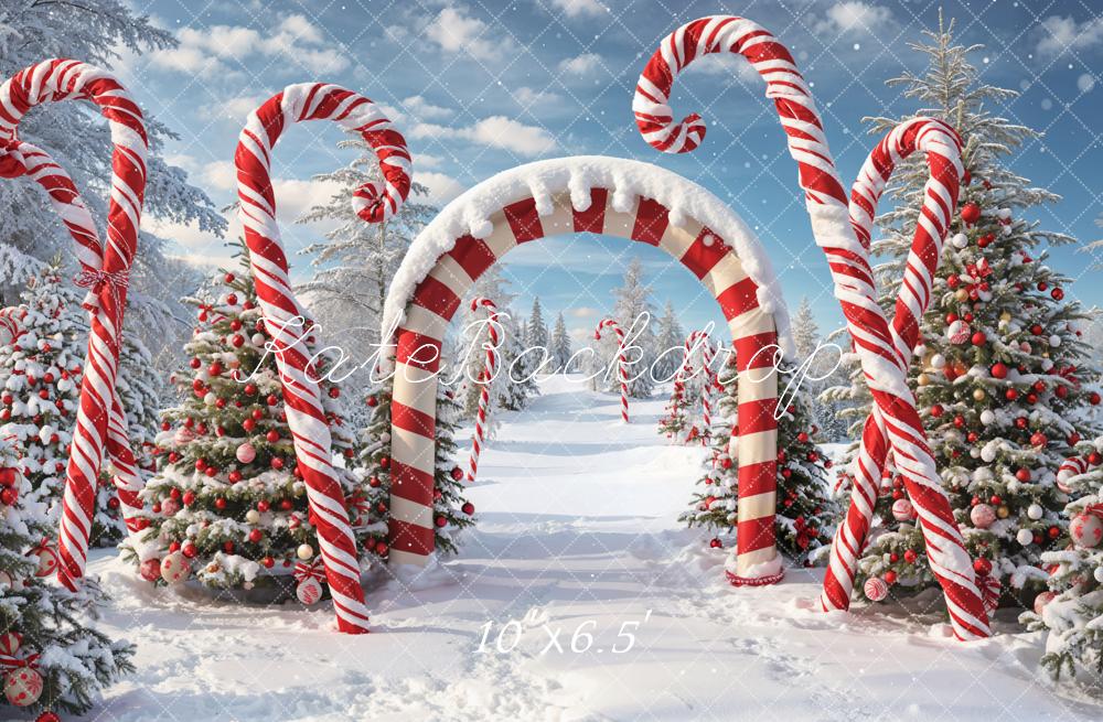 Kate Snow Forest Backdrop Red White Striped Arch Designed by Chain Photography - Kate Backdrop AU