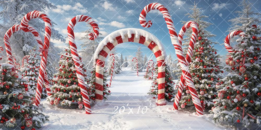 Kate Snow Forest Backdrop Red White Striped Arch Designed by Chain Photography - Kate Backdrop AU