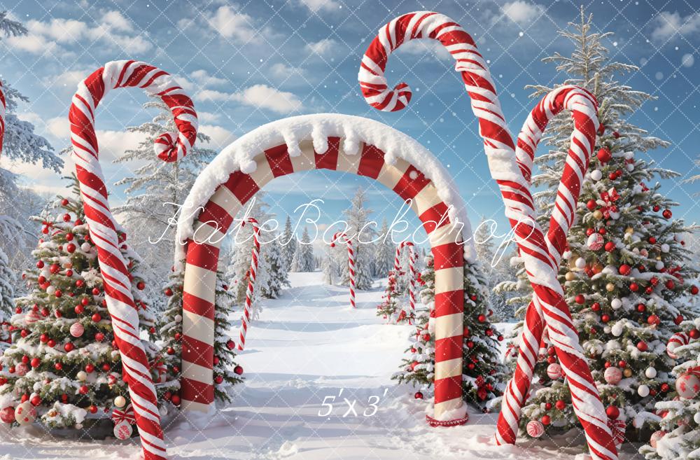 Kate Snow Forest Backdrop Red White Striped Arch Designed by Chain Photography - Kate Backdrop AU