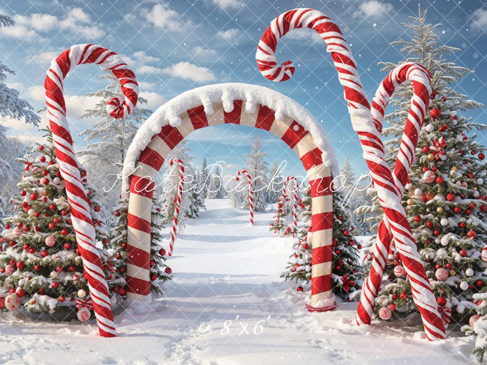 Kate Snow Forest Backdrop Red White Striped Arch Designed by Chain Photography - Kate Backdrop AU