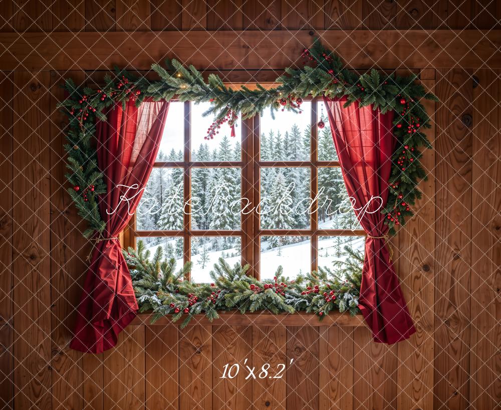 Kate Cabin Window Forest Snow Backdrop Designed by Chain Photography - Kate Backdrop AU