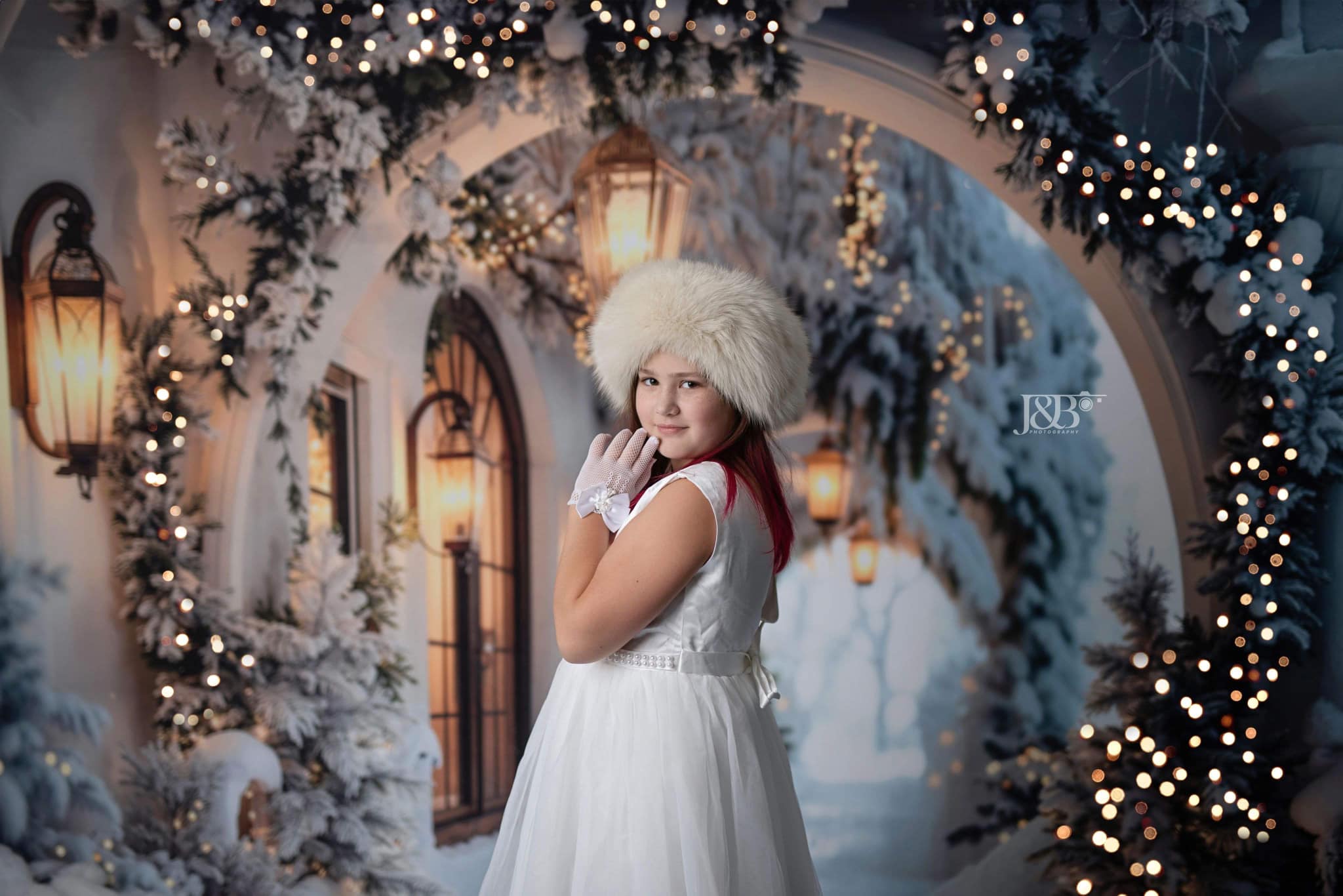 Kate Christmas Winter Snow Arch Backdrop