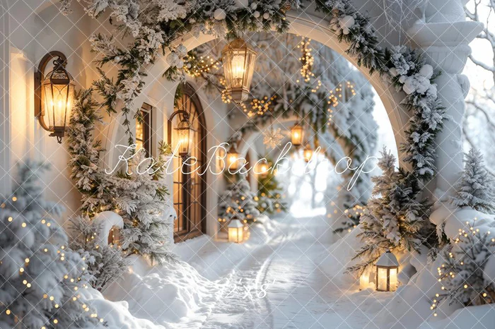 Kate Christmas Winter Snow Arch Backdrop Designed by Emetselch - Kate Backdrop AU