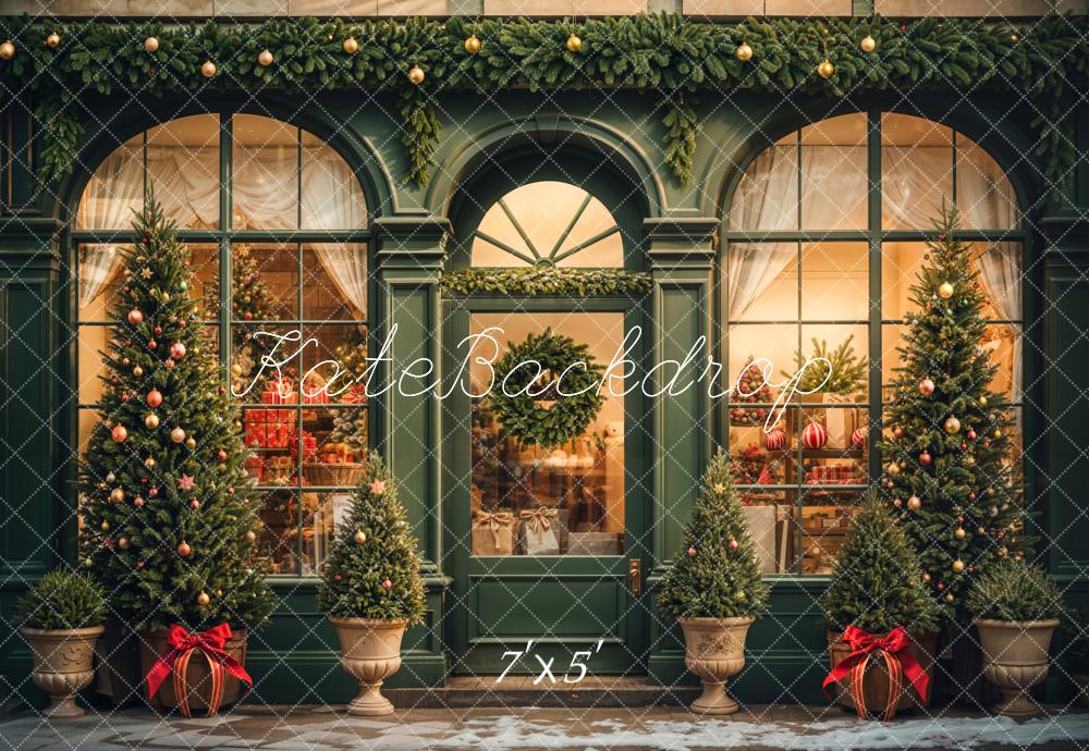 Kate Green Christmas Tree Gift Store Backdrop Designed by Emetselch - Kate Backdrop AU