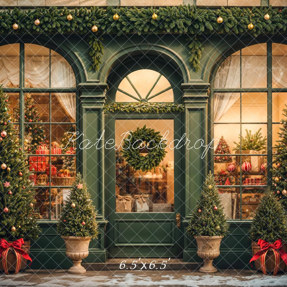 Kate Green Christmas Tree Gift Store Backdrop Designed by Emetselch - Kate Backdrop AU