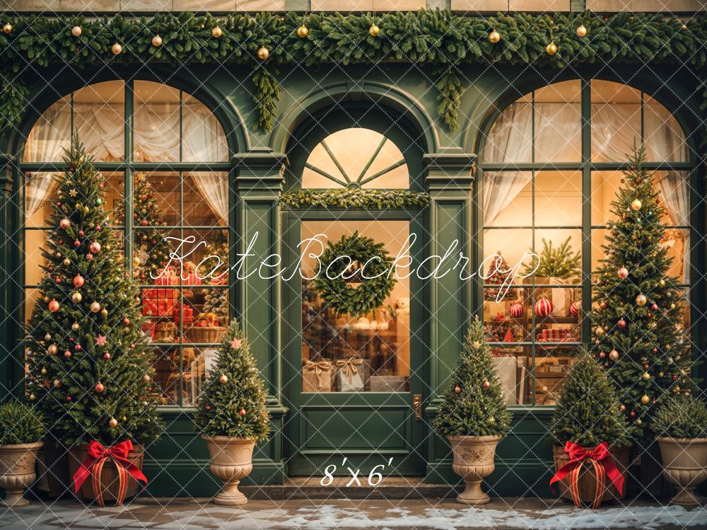 Kate Green Christmas Tree Gift Store Backdrop Designed by Emetselch - Kate Backdrop AU