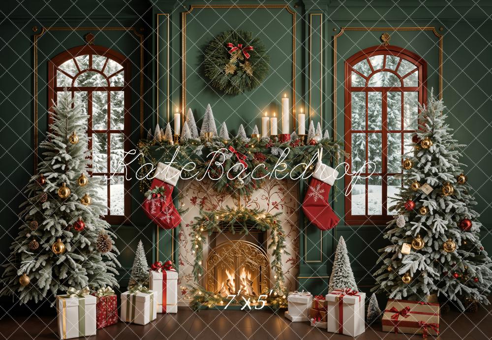 Kate Green Christmas Fireplace Backdrop Designed by Emetselch - Kate Backdrop AU