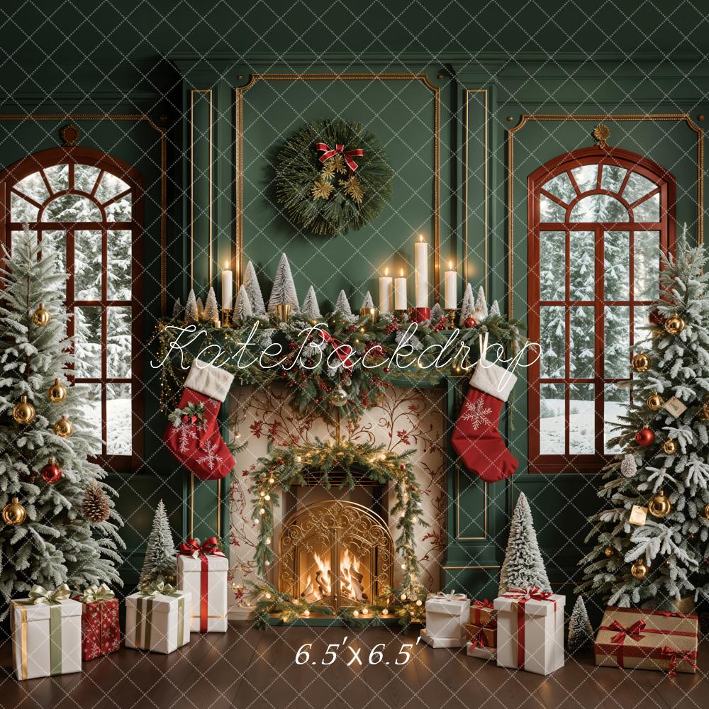 Kate Green Christmas Fireplace Backdrop Designed by Emetselch - Kate Backdrop AU
