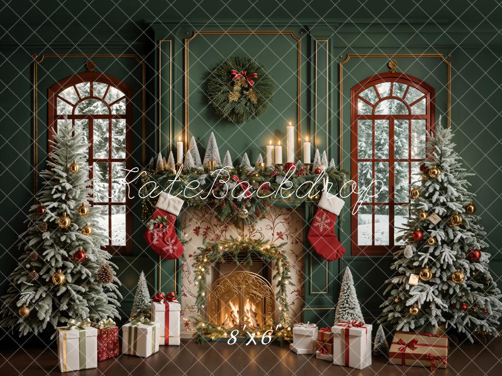 Kate Green Christmas Fireplace Backdrop Designed by Emetselch - Kate Backdrop AU