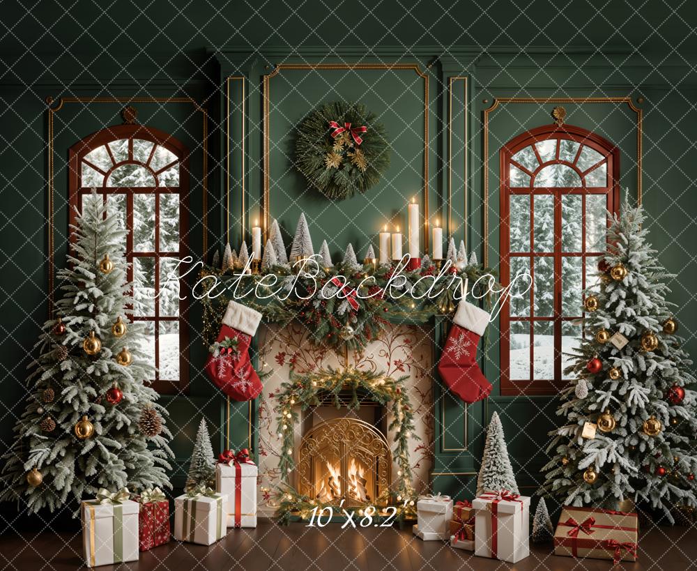 Kate Green Christmas Fireplace Backdrop Designed by Emetselch - Kate Backdrop AU