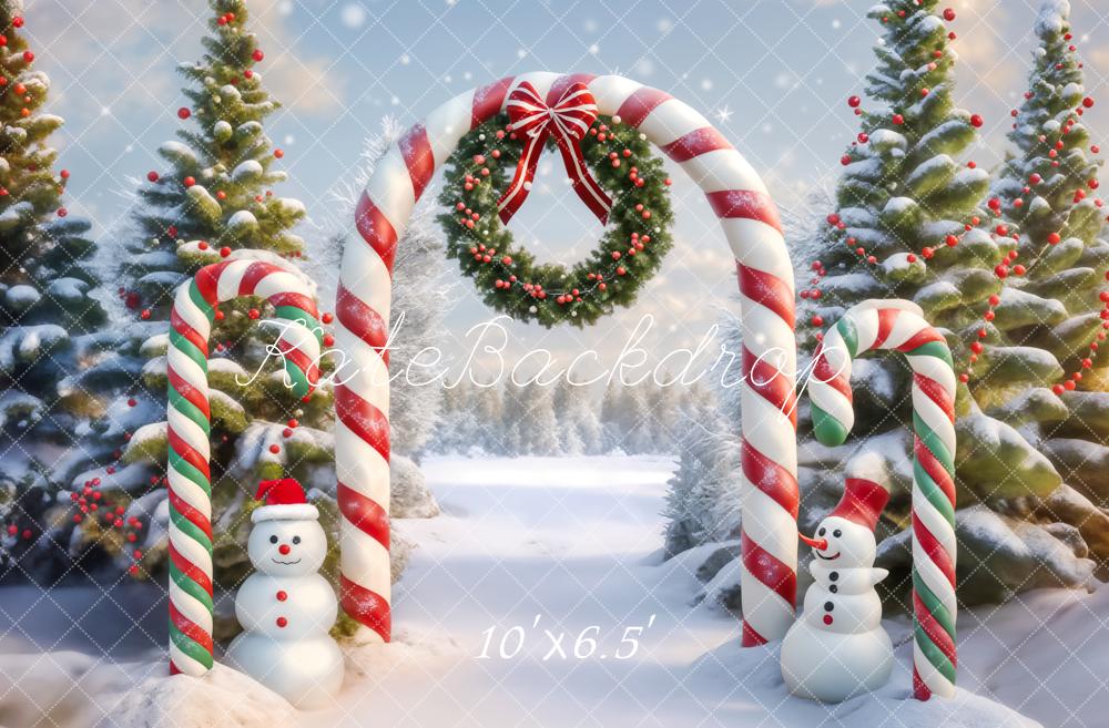 Kate Christmas Tree Snowman Candy Arch Backdrop Designed by Chain Photography - Kate Backdrop AU