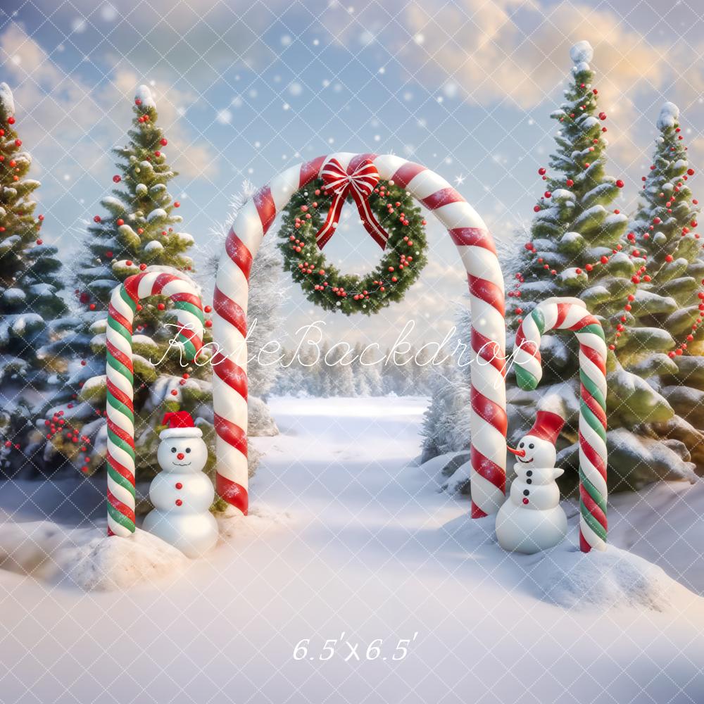 Kate Christmas Tree Snowman Candy Arch Backdrop Designed by Chain Photography - Kate Backdrop AU