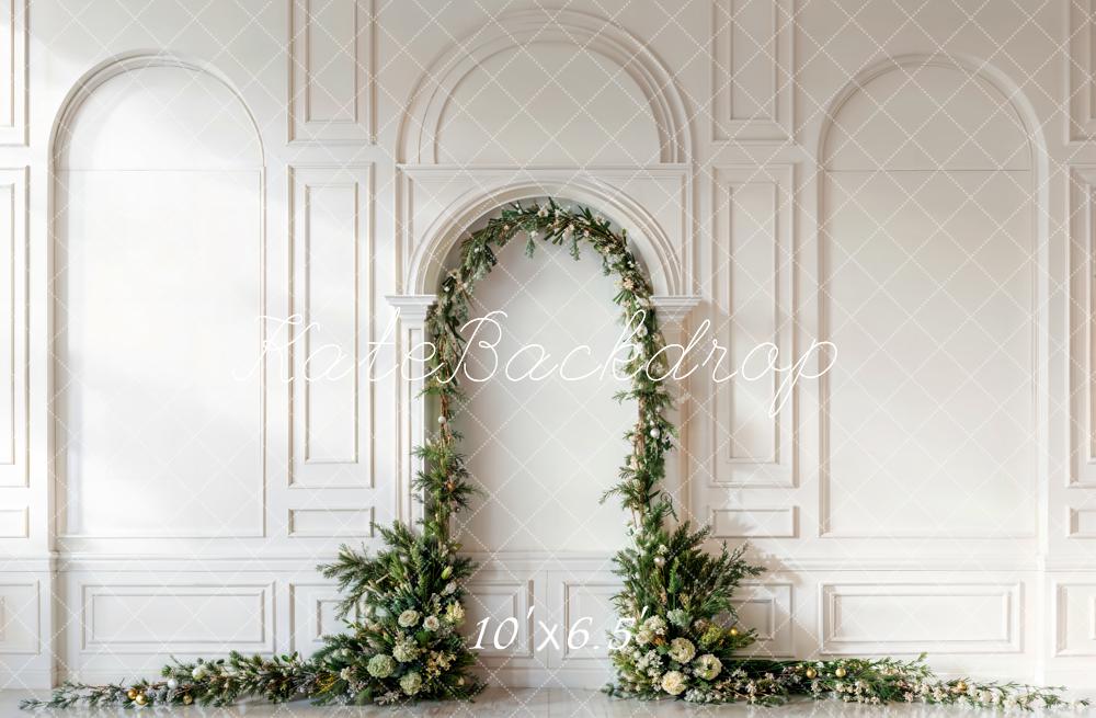 Kate Christmas Green Arch White Wall Backdrop Designed by Emetselch - Kate Backdrop AU