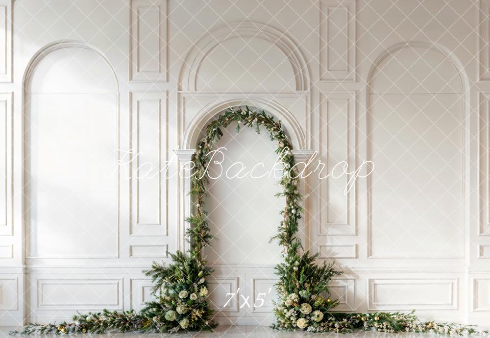 Kate Christmas Green Arch White Wall Backdrop Designed by Emetselch - Kate Backdrop AU