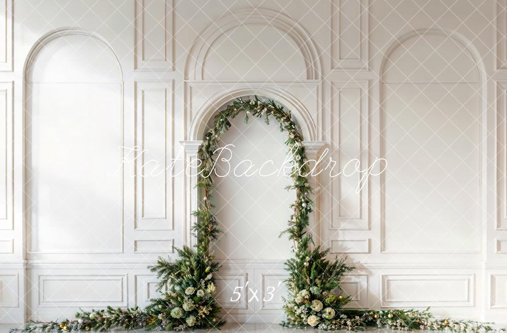 Kate Christmas Green Arch White Wall Backdrop Designed by Emetselch - Kate Backdrop AU