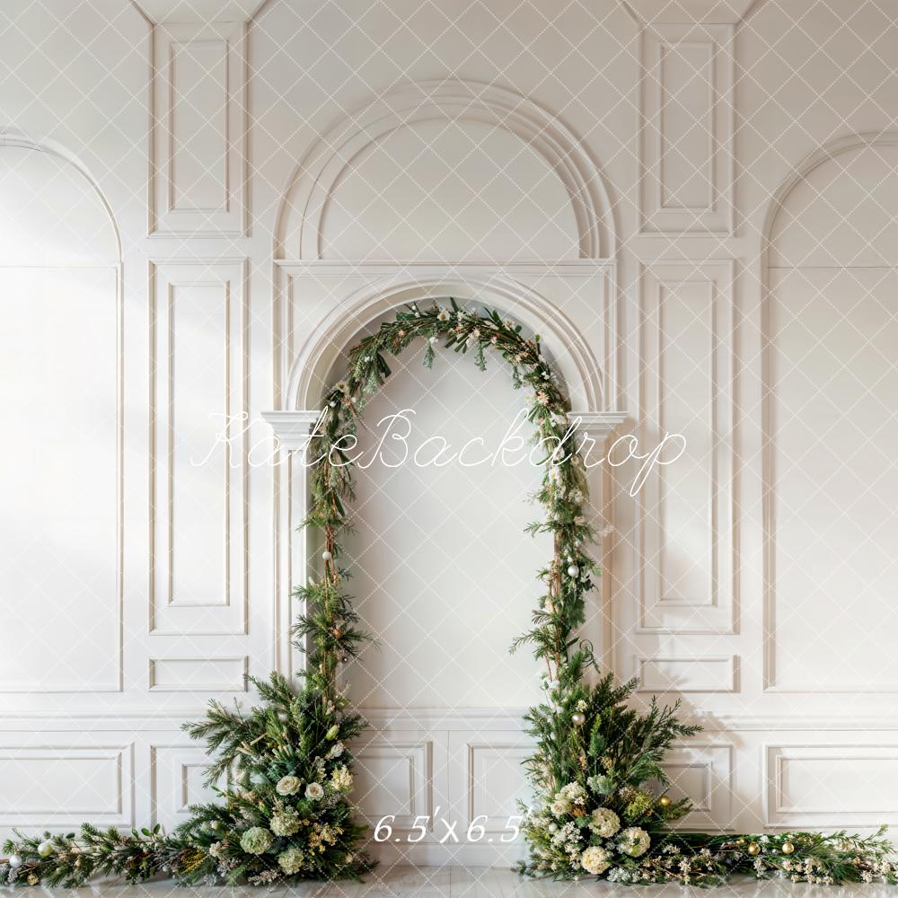 Kate Christmas Green Arch White Wall Backdrop Designed by Emetselch - Kate Backdrop AU