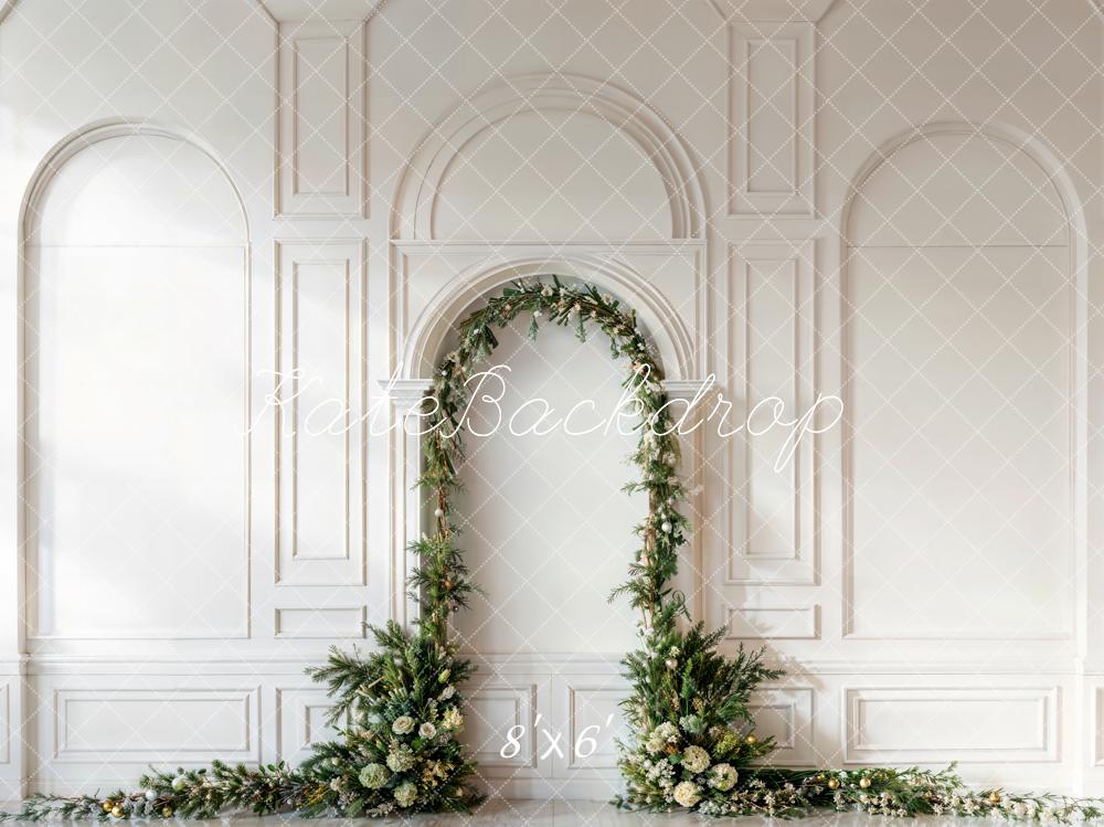 Kate Christmas Green Arch White Wall Backdrop Designed by Emetselch - Kate Backdrop AU